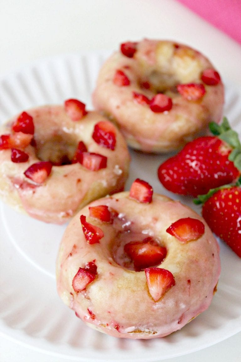 Glazed Strawberry Baked Donuts Recipe Dessert Foodie Father